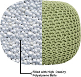 REDEARTH Hand Knitted Cable Pouf Ottoman Circular Kiwi