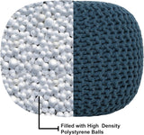 REDEARTH Hand Knitted Cable Pouf Ottoman Circular Teal