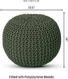 REDEARTH Hand Knitted Cable Pouf Ottoman Circular Olive