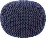 REDEARTH Hand Knitted Cable Pouf Ottoman Circular Navy Blue