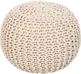 REDEARTH · Round Pouf Ottoman - Hand Knitted Cable Boho Poof Home Décor Pouffe Circular Footrest for Living Room - Nursery - Bedroom - Lounge 100% Cotton (19.5"x19.5"x14") - Ivory, Set of 2