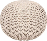 REDEARTH · Round Pouf Ottoman - Hand Knitted Cable Boho Poof Home Décor Pouffe Circular Footrest for Living Room - Nursery - Bedroom - Lounge 100% Cotton (19.5"x19.5"x14") - Ivory, Set of 2