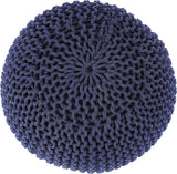 REDEARTH Hand Knitted Cable Pouf Ottoman Circular Navy Blue