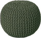 REDEARTH Hand Knitted Cable Pouf Ottoman Circular Olive
