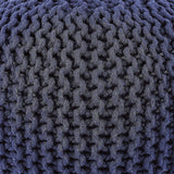 REDEARTH Hand Knitted Cable Pouf Ottoman Circular Navy Blue