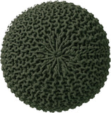 REDEARTH Hand Knitted Cable Pouf Ottoman Circular Olive