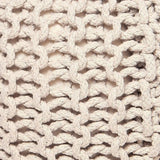 REDEARTH · Round Pouf Ottoman - Hand Knitted Cable Boho Poof Home Décor Pouffe Circular Footrest for Living Room - Nursery - Bedroom - Lounge 100% Cotton (19.5"x19.5"x14") - Ivory, Set of 2