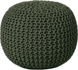 REDEARTH Hand Knitted Cable Pouf Ottoman Circular Olive