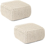 REDEARTH Poufs & Ottomans Low Cube Ivory-S38