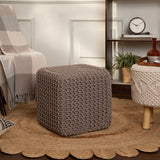 REDEARTH Hand Knitted Cable Pouf Ottoman Taupe