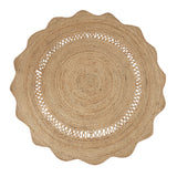 · REDEARTH · Round Area Rug - 5 Feet Braided Scalloped Desert Wave Natural Jute Rug- Artisan Made Boho Jute Patterned Rugs for Bedroom, Kitchen, Living Room, Farmhouse, Handmade Vintage Decor