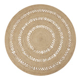· REDEARTH · Round Area Rug - 6 Feet Braided Scalloped Earthy Trails Jute Rug- Artisan Made Boho Jute Patterned Rugs for Bedroom, Kitchen, Living Room, Farmhouse, Aesthetic, Handmade Vintage Décor