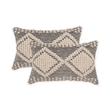 REDEARTH Tufted Boho Throw Pillow Covers Diamond Medley Black