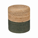REDEARTH Cylindrical Pouf Foot Stool Ottoman - Jute Braided Pouffe Poof Accent Sitting Footrest for The Living Room, Bedroom, Nursery, Patio, Lounge & Other Rooms (14.5”x14.5”x16”; Natural Olive)