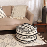 REDEARTH Tufted Cube Pouf Ottoman with Filler Geometric Craft Black With Filler