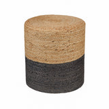 REDEARTH Cylindrical Pouf Foot Stool Ottoman - Jute Braided Pouffe Poof Accent Sitting Footrest for The Living Room, Bedroom, Nursery, Patio, Lounge & Other Rooms (14.5”x14.5”x16”; Natural Gray)
