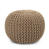 REDEARTH Hand Knitted Cable Pouf Ottoman Beige