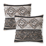REDEARTH Tufted Boho Throw Pillow Covers Black Jasper