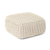 REDEARTH Cube Low Pouf Foot Stool Ottoman - Hand Knitted Poof - Cord Boho Pouffe - Home Décor - Stuffed Footrest for Living Room - Nursery - Bedroom - Covered Patio - Room (16