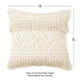 REDEARTH Tufted Boho Throw Pillow Covers Earthy Fringe Natural