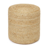 REDEARTH  Cylindrical Pouf Ottoman - Braided Pouffe Accent Sitting Round Footrest for Living Room, Bedroom, Nursery, kidsroom, Patio, Gym; 100% Jute Set Of 2 (14.5"X14.5"X16"; Natural)