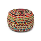 REDEARTH Jute Braided Pouf Ottoman Circular Multi - Two Pack