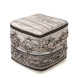 REDEARTH Tufted Cube Pouf Ottoman with Filler Black Jasper With Filler