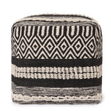 REDEARTH Tufted Cube Pouf Ottoman with Filler Char Delineate Black With Filler