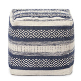 REDEARTH Tufted Cube Pouf Ottoman with Filler Indigo Impressions