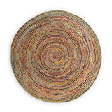 · REDEARTH · Jute Cotton Chindi Area Rug - 6' Round Rug, Handwoven, Non-Shedding, Soft & Durable – Multi Tones for Home Décor in Living Room, Dining Room, Bedroom