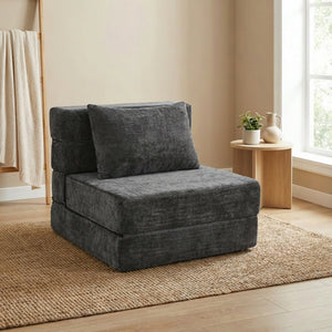 REDEARTH Boneless Floor Sofa Bed — Ember Chenille Dark Gray