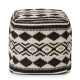 REDEARTH Tufted Cube Pouf Ottoman with Filler Linear Diamond Black With Filler