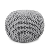 REDEARTH Hand Knitted Cable Pouf Ottoman Circular Gray