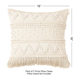 · REDEARTH · Boho Textured Throw Pillow Cushion Covers - Woven Tufted Decorative Farmhouse Cases Set for Couch - Bed - Chair - Dining - Patio - Outdoor - 100% Cotton (18"x18" - Natural) Pack of 2