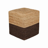 REDEARTH Cube Pouf Foot Stool Ottoman - Jute Braided Pouffe Poof Accent Sitting Footrest for The Living Room, Bedroom, Nursery, Patio, Lounge & Other Rooms (14.5”x14.5”x16”; Natural Acorn)