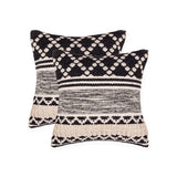 REDEARTH Handmade Boho Throw Pillow Covers - Bohemian Chic Farmhouse Style - Accent Woven Indoor and Outdoor Pillow Cushion Cases for Couch - Bed - Sofa – Set of 2 - 18"x18" - Mosaic Trellis Black