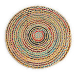 · REDEARTH · Jute Cotton Chindi Area Rug - 3' Round Rug, Handwoven, Non-Shedding, Soft & Durable – Multi Tones for Home Décor in Living Room, Dining Room, Bedroom
