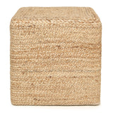 REDEARTH Jute Braided Pouf Ottoman Cube Classic Jute Natural - Two Pack