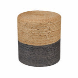 REDEARTH Jute Braided Pouf Ottoman Natural Gray Cylinder - Two Pack