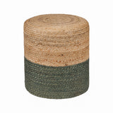 REDEARTH Jute Braided Pouf Ottoman Natural Olive Cylinder - Two Pack