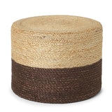 REDEARTH Jute Braided Pouf Ottoman Cylinder Half & Half Natural Acorn