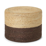 REDEARTH · Cylindrical Pouf Foot Stool Ottoman - Jute Braided Pouffe Poof Accent Sitting Footrest for Living Room, Bedroom, Nursery, Patio, Lounge (Natural Acorn, 18"x18"x14") Set of 2