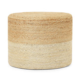 REDEARTH Cylindrical Pouf Foot Stool Ottoman - Jute Braided Pouffe Poof Accent Sitting Footrest for Living Room, Bedroom, Nursery, Patio, Lounge & Other Rooms (Natural Ivory, 18"x18"x14") Set of 2