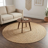 · REDEARTH · Round Area Rug - 5 Feet Braided Natural Jute Rug- Artisan Made Reversible Boho Jute Rugs for Bedroom - Kitchen - Living Room - Farmhouse - Home Decor - Handmade Rustic Vintage Décor