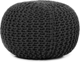 REDEARTH Hand Knitted Cable Pouf Ottoman Dark Gray