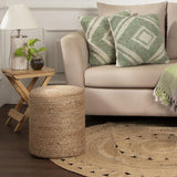 · REDEARTH ·  Cylindrical Pouf Ottoman - Braided Pouffe Accent Sitting Round Footrest for Living Room, Bedroom, Nursery, kidsroom, Patio, Gym; 100% Jute Set Of 2 (14.5"X14.5"X16"; Natural)