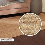 · REDEARTH · Rectangular Area Rug - 6'x9' Braided Natural Jute - Artisan Made Boho Jute Rugs for Bedroom - Kitchen - Living Room - Farmhouse - Aesthetic Home Decor- Handmade Vintage Décor