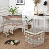 UNSTUFFED Pouf Ottoman Cover Textured Storage Cube Bean Bag Poof Pouffe Accent Chair Seat Footrest for Living Room, Bedroom, Patio, Gym; 100% Cotton (18"X18"X18", Motley Bohemia)