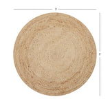 · REDEARTH · Round Area Rug - 3 Feet Braided Natural Jute with Non-Skid Backing - Handwoven Boho Rug for Bedroom, Kitchen, Living Room - Farmhouse Aesthetic Home Decor - Durable Handmade Rug