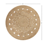 · REDEARTH · Round Area Rug - 6 Feet Braided Scalloped Abaca Embrace Natural Jute Rug- Artisan Made Boho Jute Patterned Rugs for Bedroom, Kitchen, Living Room, Farmhouse, Handmade Vintage Décor